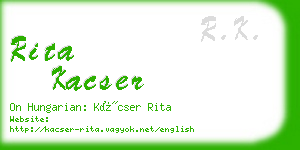 rita kacser business card